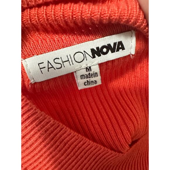 Fashion Nova orange long sleeves knit sweater dress size M - Picture 3 of 12